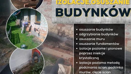 Iniekcja pozioma, podcinanie ścian, osuszanie