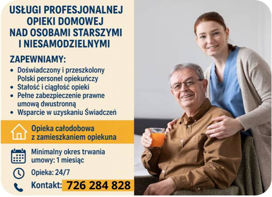 Doświadczona opieka nad seniorem Mysłowice - 24 godziny/dobę. Cały Śląsk